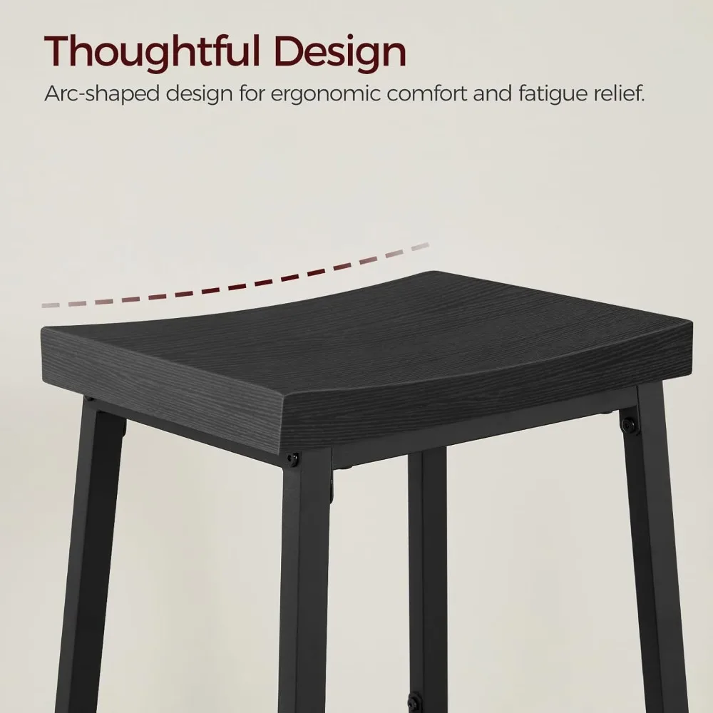 Industrial Bar Stools Set of 2 with Footrest, 23.7 Inch Counter Height Stools for Kitchen Dining Room Bar