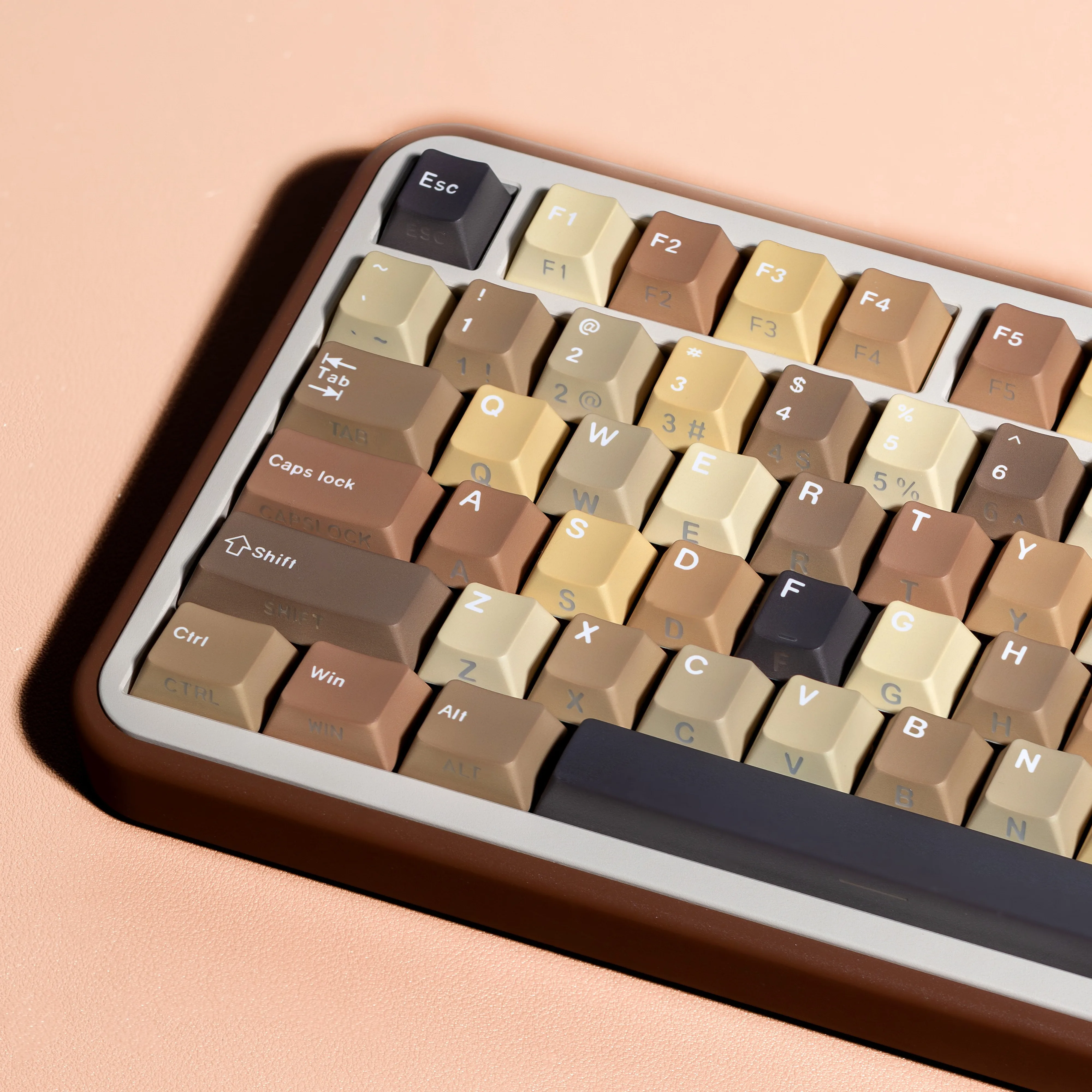 JCM Milk Coffers Keycaps Dye-Sub Double Print PBT Side Light Cherry Profile DE/FR/KR/RU//ES For Mechanical Keyboard Fun60