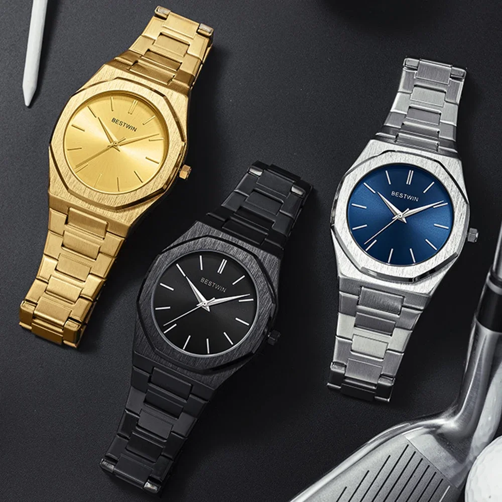 bestwin-メンズ腕時計-シンプルファッション-オリジナルクォーツ腕時計-男性用-防水ステンレススチール腕時計-ミネラルガラス