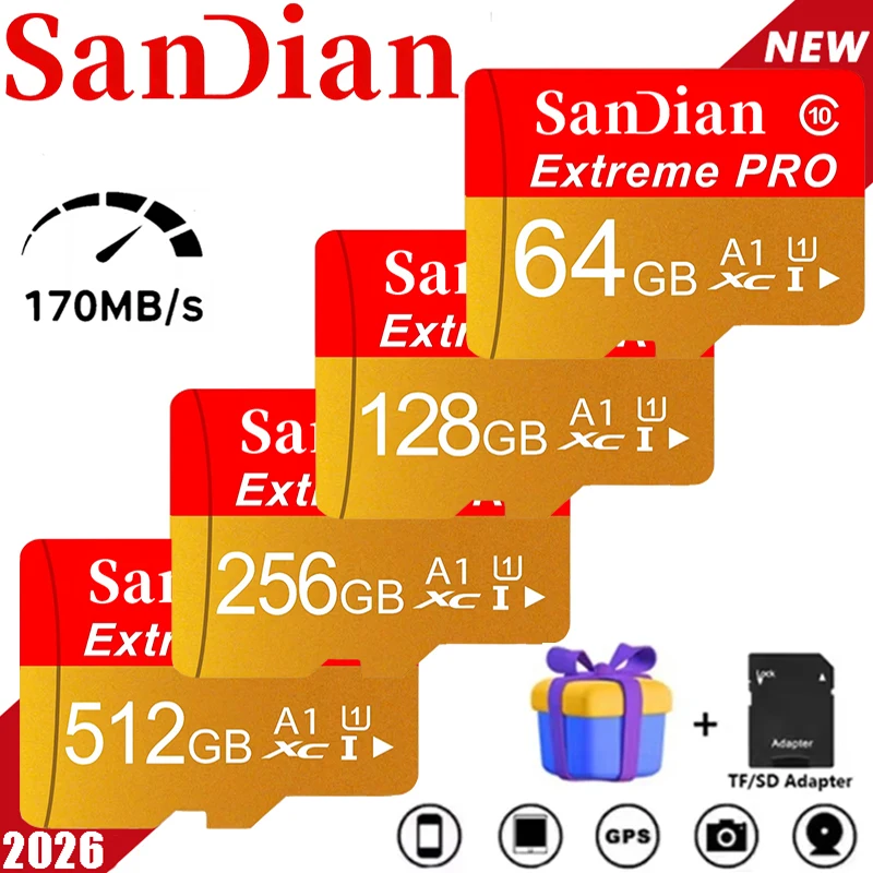 Memory Card SD Cards Micro TF SD Card TF Cards 64GB 32GB 128GB Waterproof Temperature Proof 4K A1 for Mobile Phone GoPro