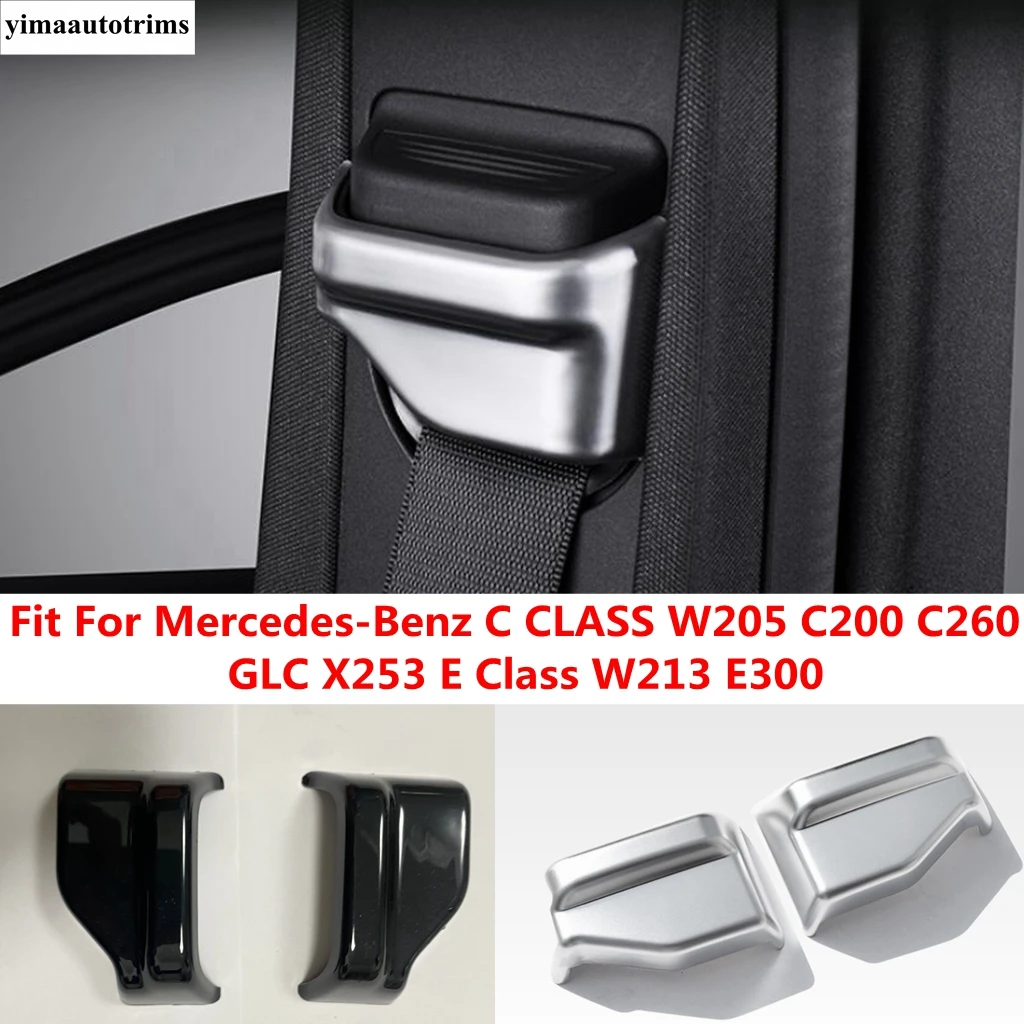 

Car Seat Safety Belt Buckle Cap Protection Cover Trim ABS Accessories For Benz C CLASS W205 C200 C260 GLC X253 E Class W213 E300