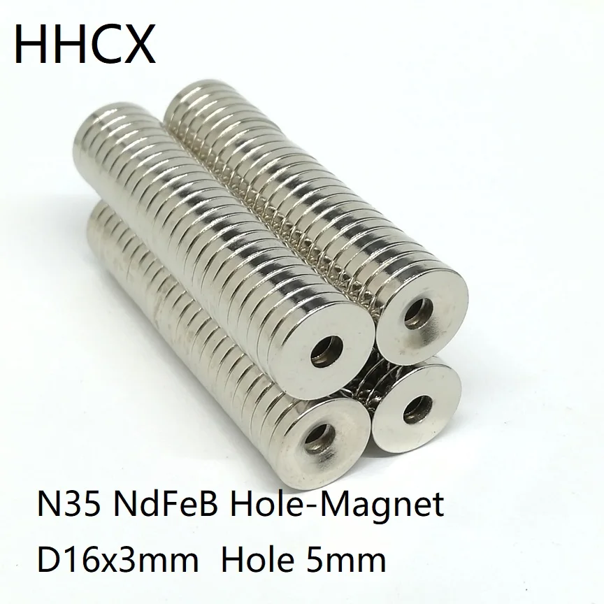 10 20 50 100 PCS/LOT Magnet 16*3 Hole 5 Strong N35 D Countersunk Permanent NdFeB Magnet 16x3 Neodymium Magnetic Material 16x3-5