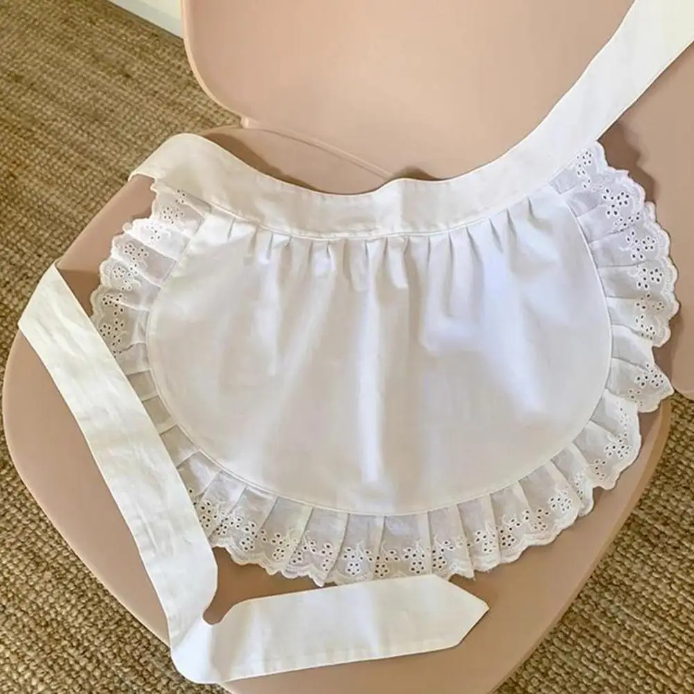 

1Pcs New Waitress Maid Style Waist Apron Cosplay Costume Black White Cooking Aprons Cute Polyester Half Apron Kitchen Party