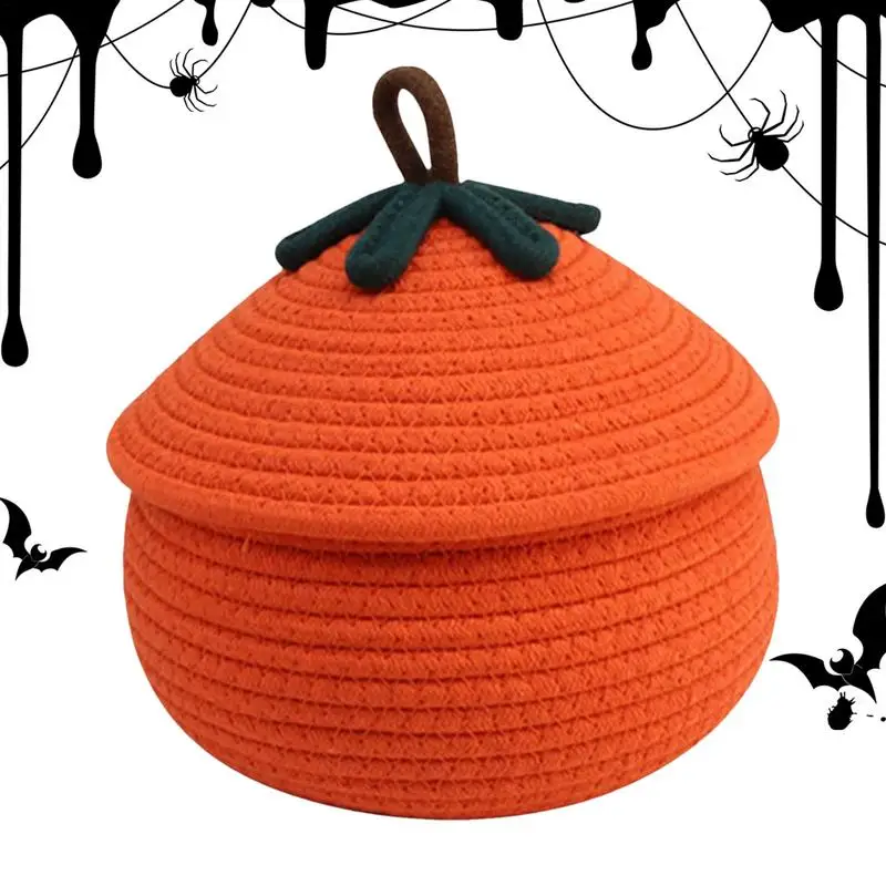 

Halloween Woven Storage Basket Lidded Storage Basket Woven For Halloween Seasonal Decor Home Organization Bin Cute Basket For