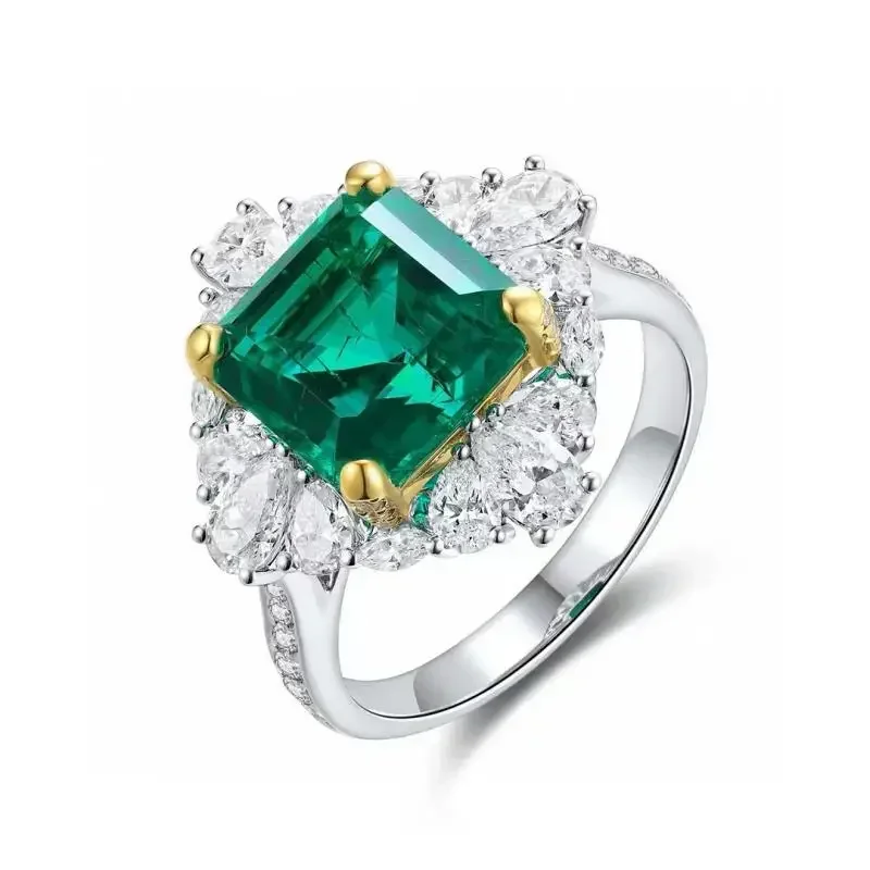 Pirmiana New 18k White Gold 4.09ct Lad Grown Emerald Dual-use Ring High Fine Jewelry for Women Party Gift