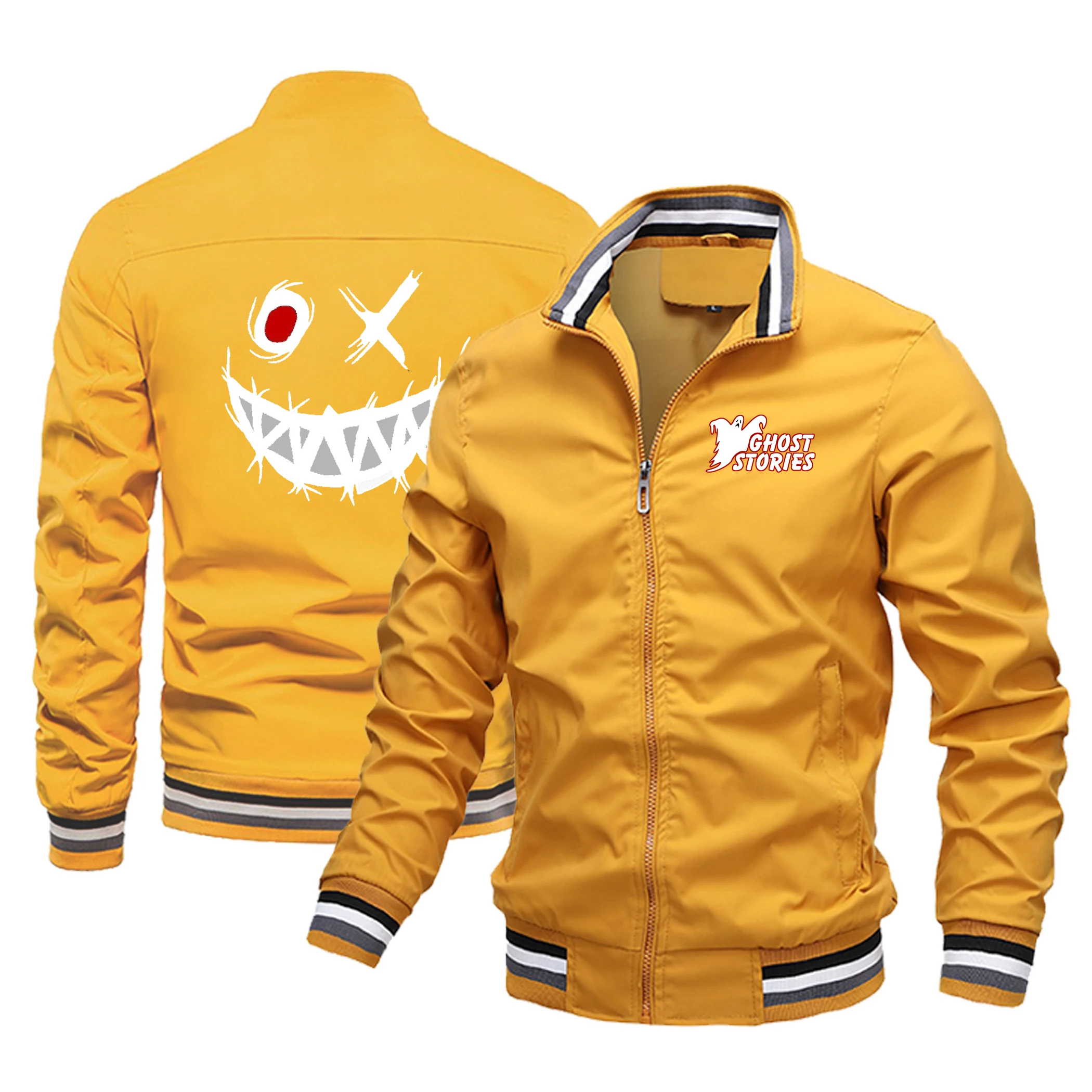 Halloween Ghost Grappige Heren Flip Kraag Jack Leuke Punk Jas Mode Academie Stijl Top 2024 Lente En Herfst Jeugd Vrijetijdskleding