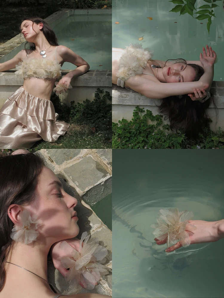 

Комплект Cariedo Eternal Blooming Summer: новый топ-бюстье без бретелек, серьги и кольцо с 3D цветочным дизайном, женский, из полиэфирного волокна