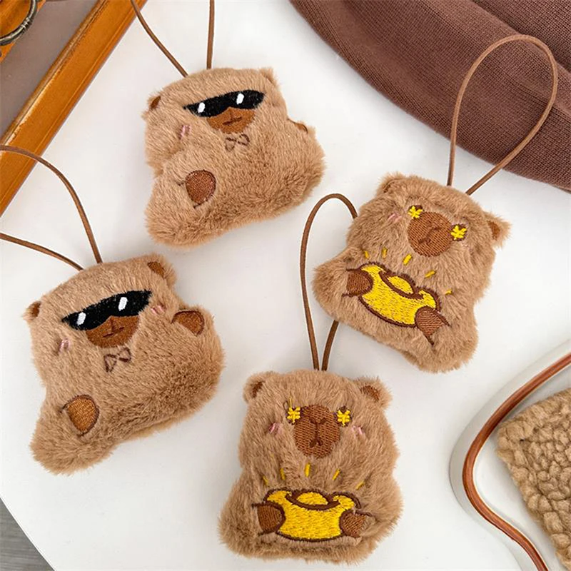 Cute Capybara Plush Toy Soft Stuffed Doll With Lanyard Keychain Backpack Pendants Bag Hanging Ornaments Couple Accessories Gifts