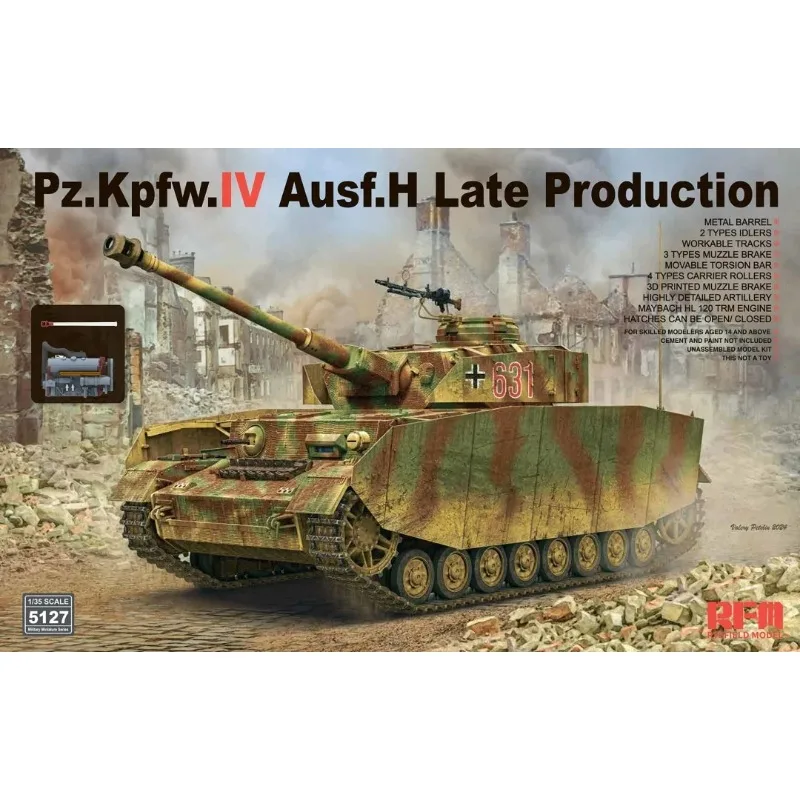 

Набор масштабной модели Ryefield RM-5127 Масштаб 1/35 Sd. Kfz.161/1 Panzerkampfwagen IV Ausf. H позднее производство