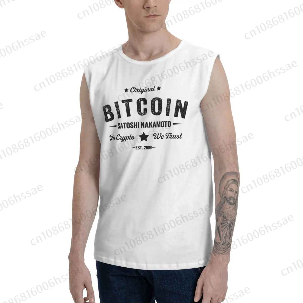 Bitcoin Satoshi Nakamoto In Crypto We Trust Summer Sports Tank Tops Men's Breathable Sleeveless T-shirt Vests Run Clothing