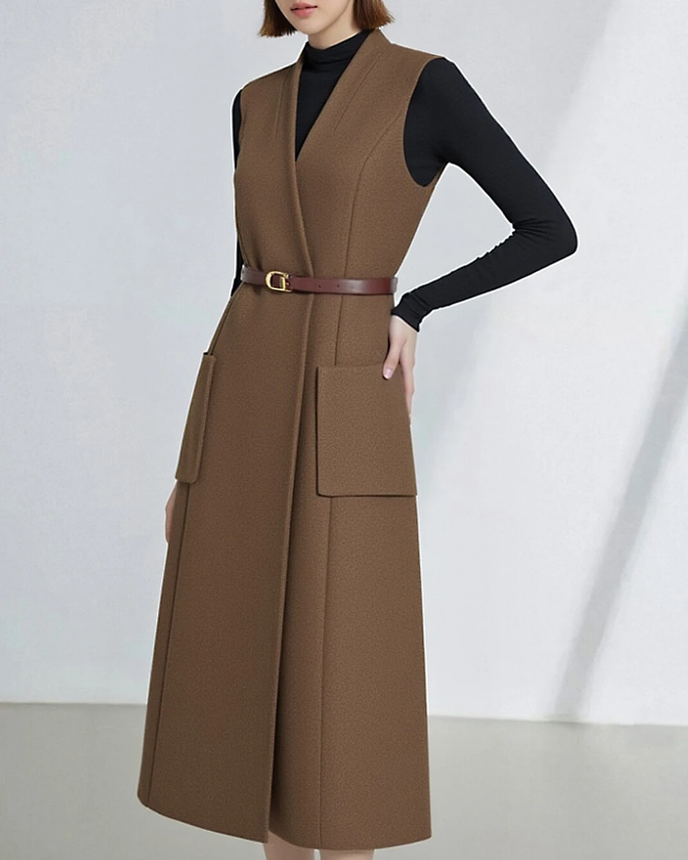 Spring Autumn women's dress Elegant and high-end Fashion Slim Fit Woolen sleeveless vest skirt perfect design For Ladies