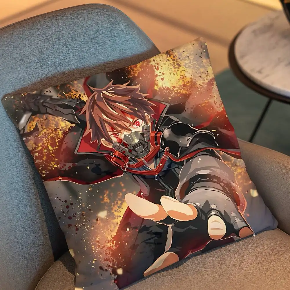 Soul Bound Vampire Code Vein II  Pillow Case Anti-dustmite Pillowcase Invisible zipper silky short plush Sofa cushion cover