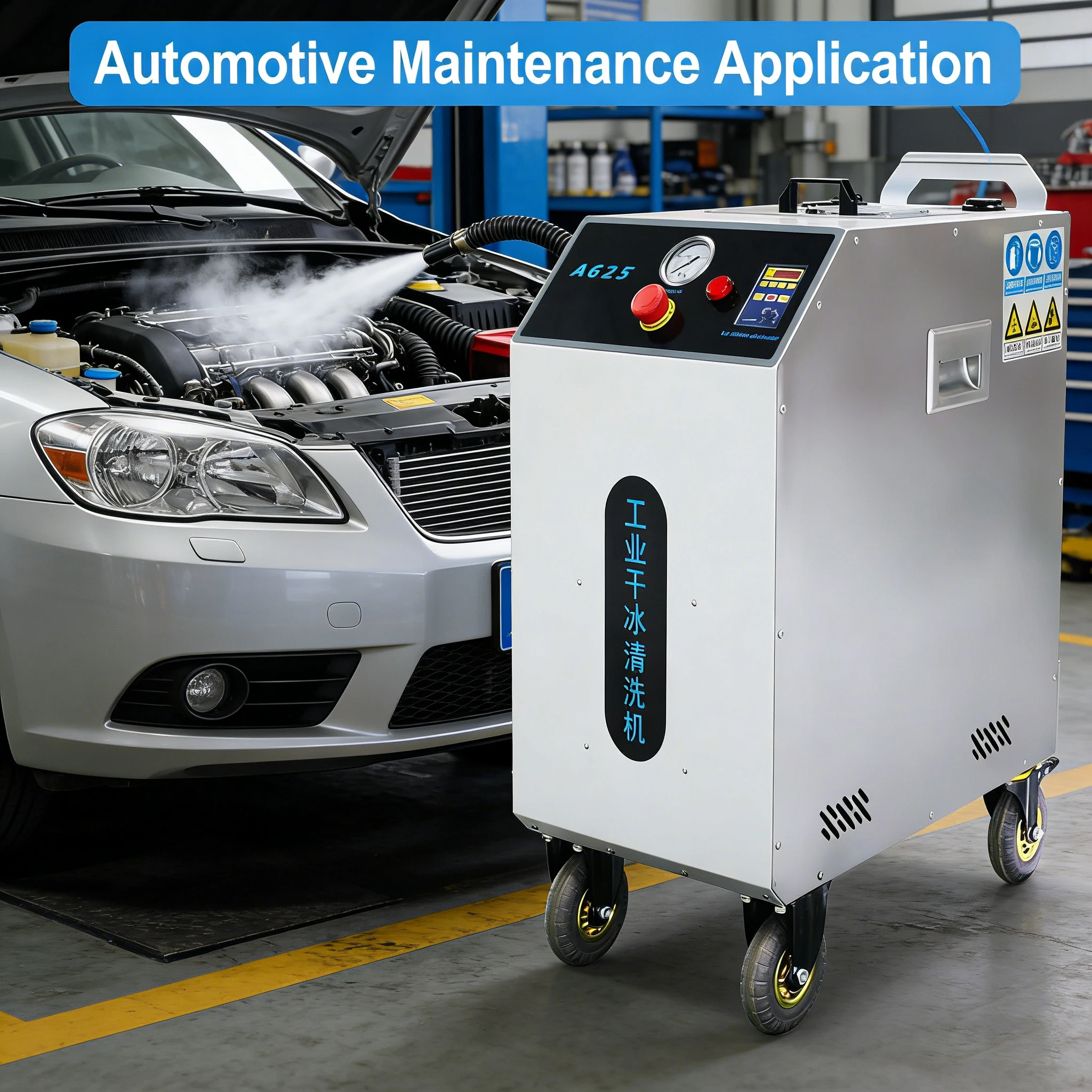 Mobile Dry Ice Blaster Dry Ice Cleaning Machine Vehicle Car Engine Carbon Deposit Remover Auto Dry Ice Blast Cleaning Equipment