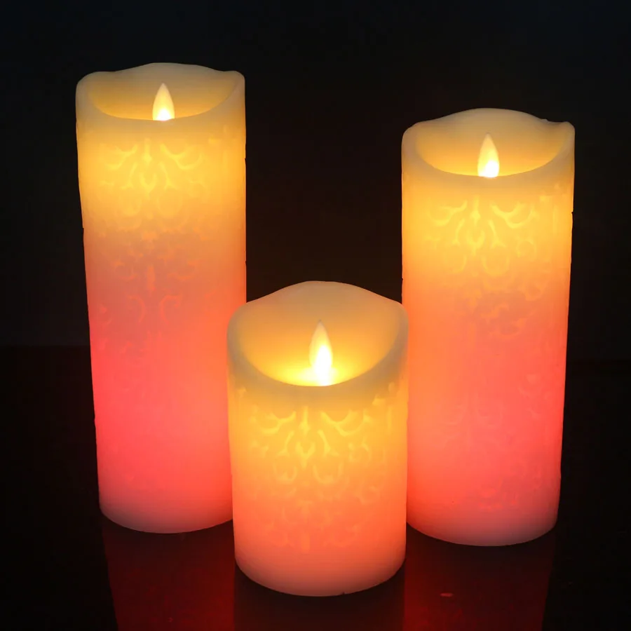 Colorful Gradient LED Candles Remote Control Electronic Flameless Breathing Candle Lights Wedding Party Christmas Decoration