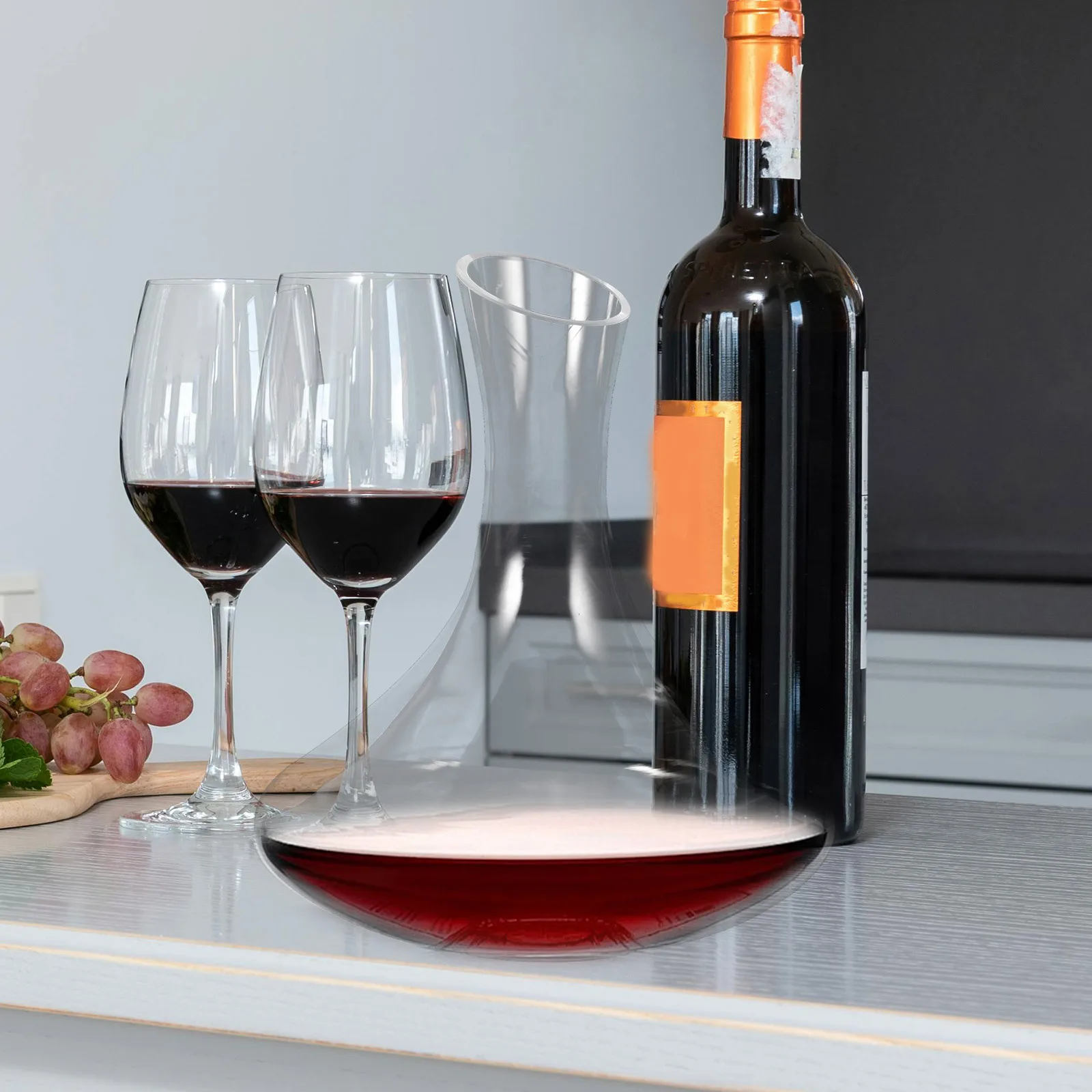 

1Pcs Quick Wine Decanter Lead-Free Glass Transparent Simple Design Stable Polished Edges Easy Clean Wine Decanter