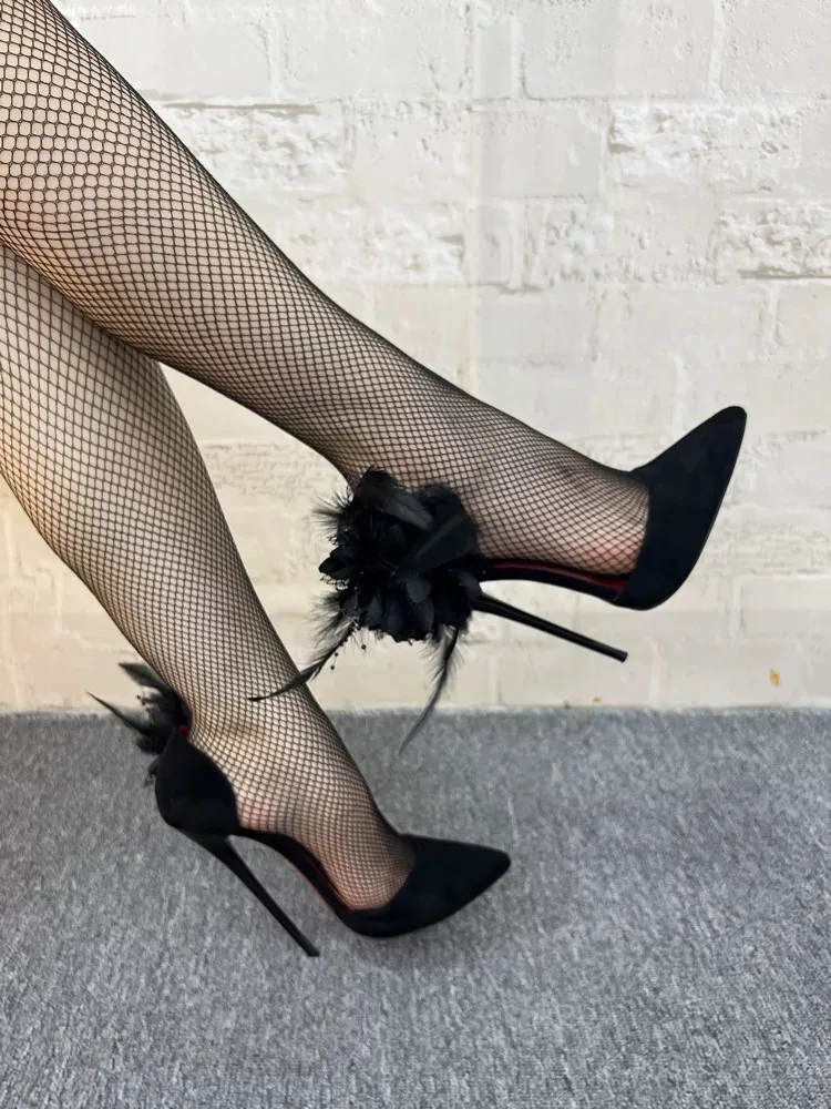 

2026 New European and American Fashion Ultra High Heels Pointed Flower Sexy Hollow Sexy Sandals Shallow Mouth High Heels