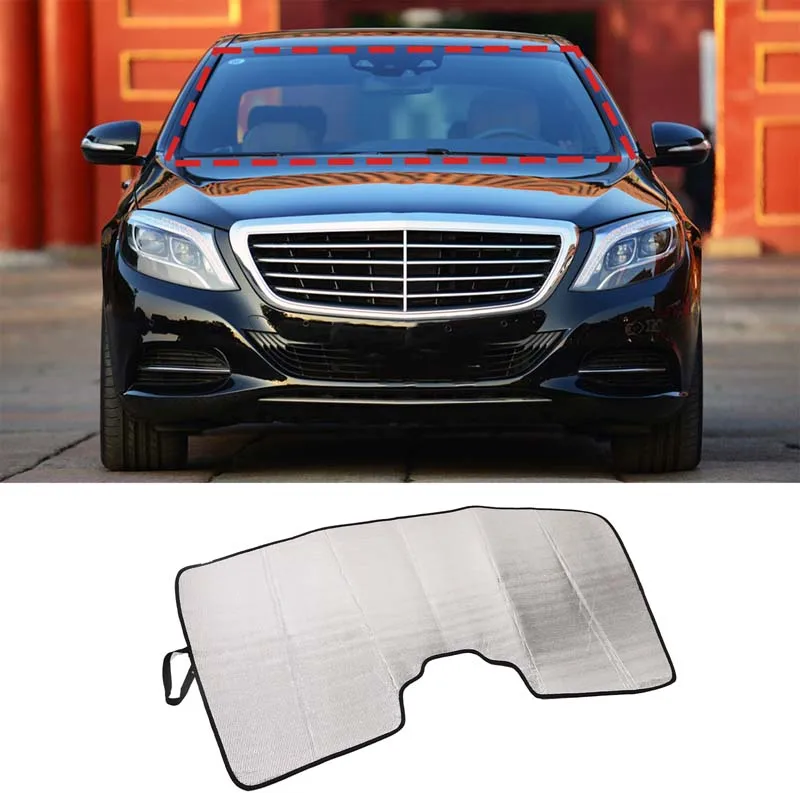 

For 2014-2020 Mercedes-Benz S-Class W222 Aluminum Foil Silver Car Front Glass Sunshade Sticker Car Accessories