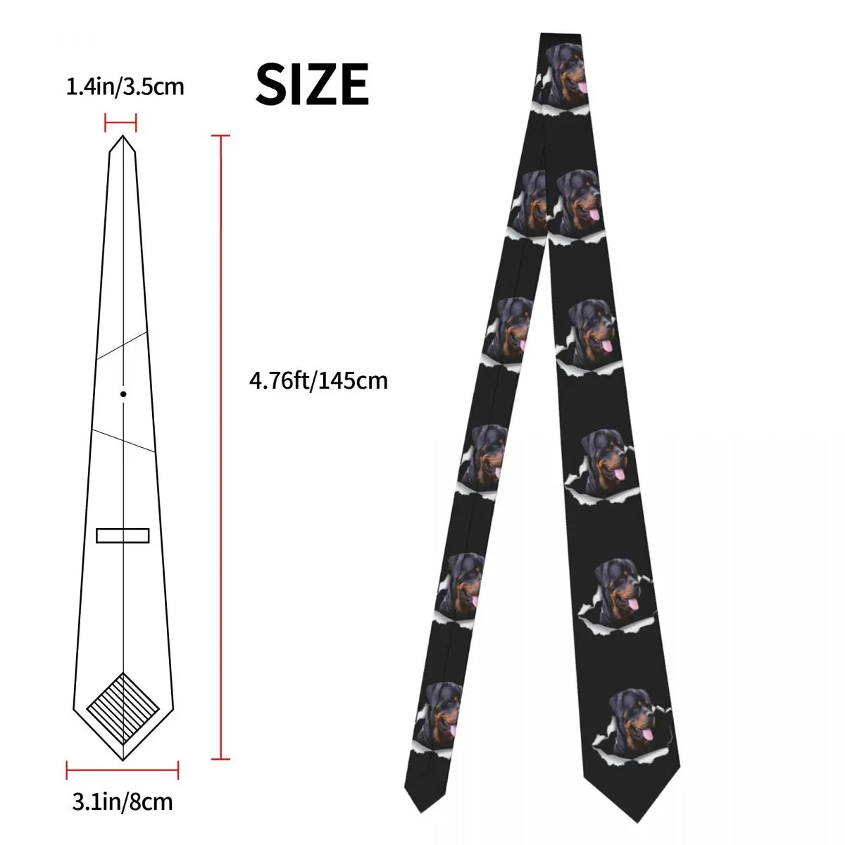 Customized Cute Rottweiler Dog Tie for Men Classic Animal Silk Wedding Neckties