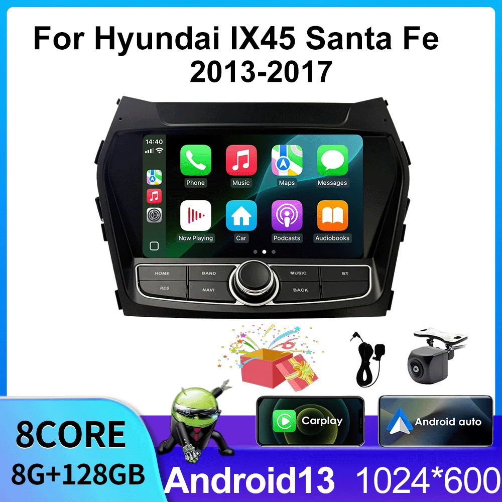 

8inch For Hyundai IX45 Santa Fe 2013-2017 Carplay Android Auto WIFI Car Radio Bluetooth Navigation GPS Multimedia