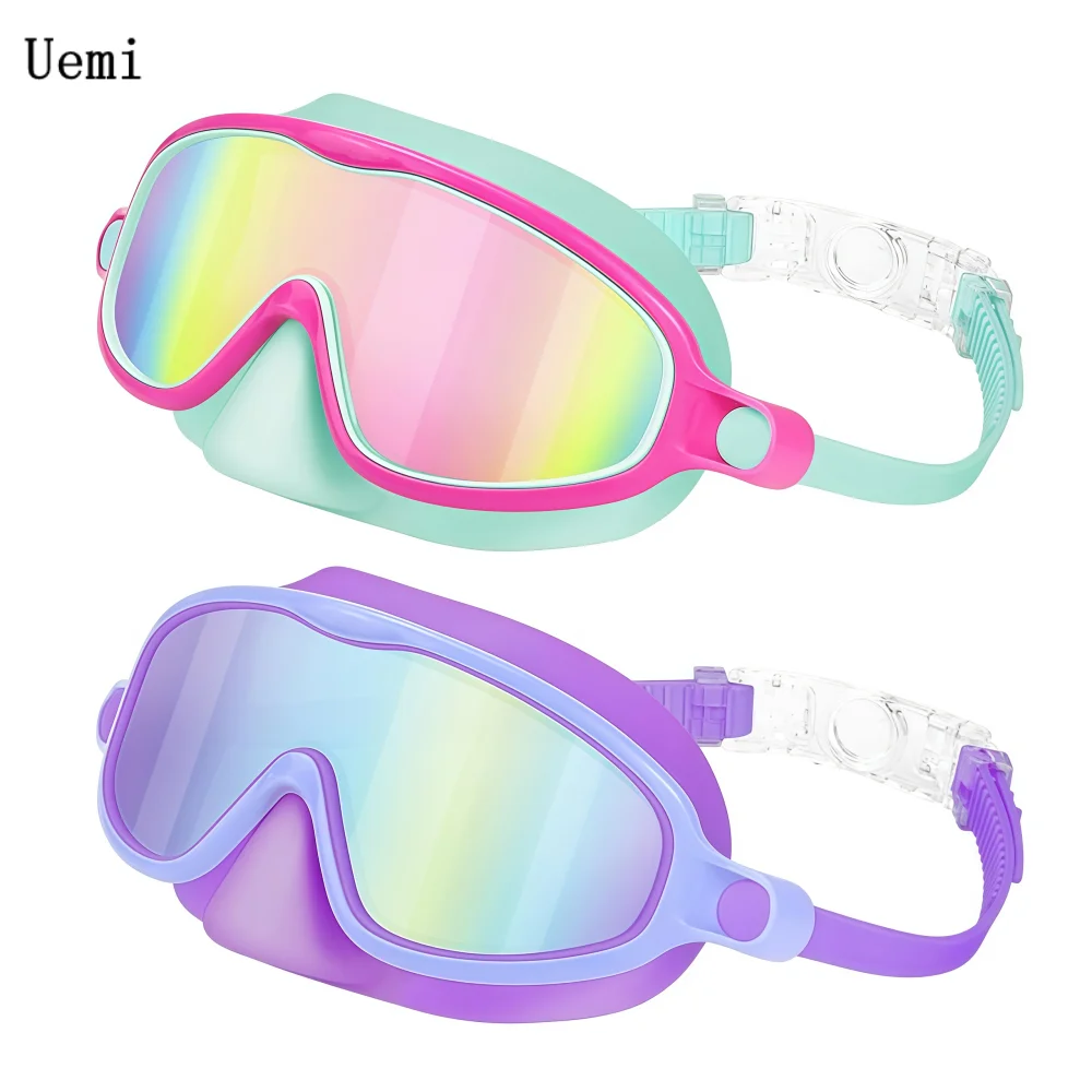 Kids-Swim-Goggles with Nose Cover, Swimming Diving Mask Wide View Anti Fog UV Anti Shattered Lens for Kids 3-5