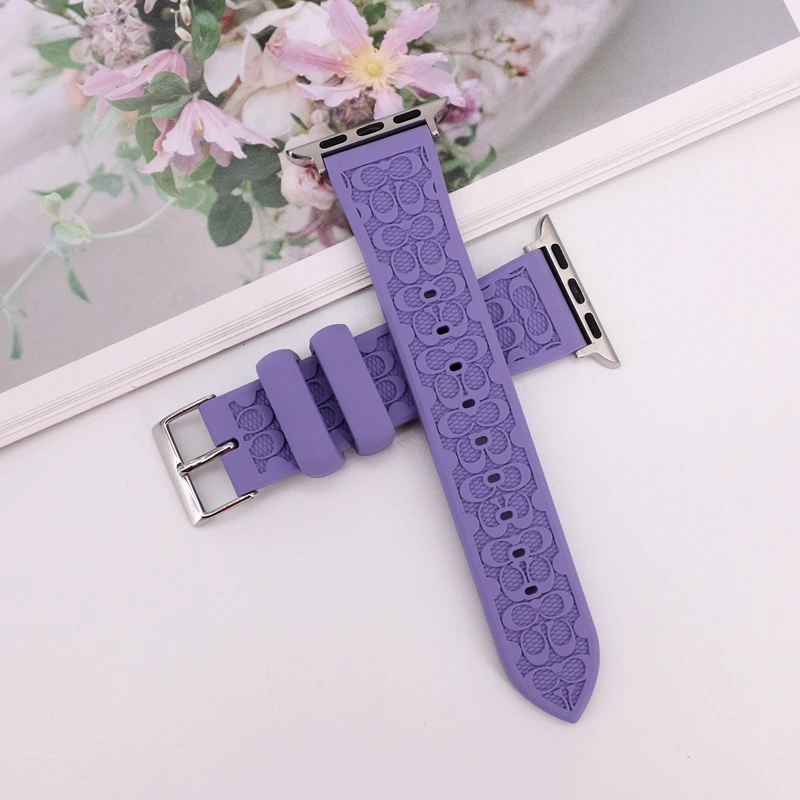 Bracelet en silicone de haute qualité pour Apple Watch, Bandes, SE, 38mm, 40mm, 41mm, IWatch 8, 7, 6, 5, 4, 3