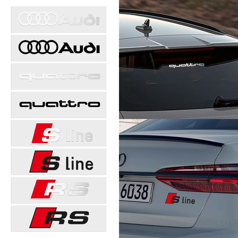 2Pcs Car Sticker Side Body Trunk Bumper Window Decoration Badge Decal For Audi Quattro Q2 Q3 Q5 Q7 Q5L Q4 Q8 Q1 A3 A5 A7 A4 A6L