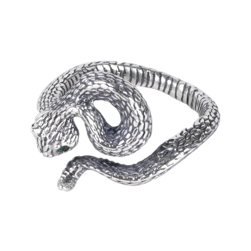 

Gazing Jewelry S925 Silver Jewelry Vintage Snake Open Man Ring Unique male Style Rattlesnake Ring for Man