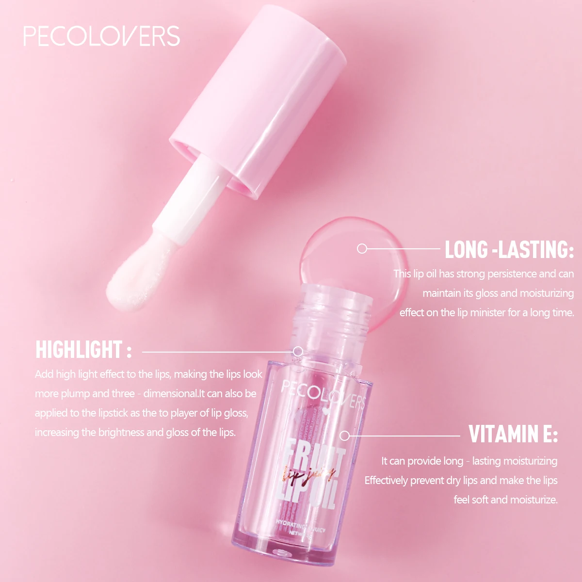 1pcs Fruit Lip Gloss Transparent Lip Oil Moisturizing Reducing Lip Lines Nourishes Lips Long-lasting Liquid Lip Cosmetics