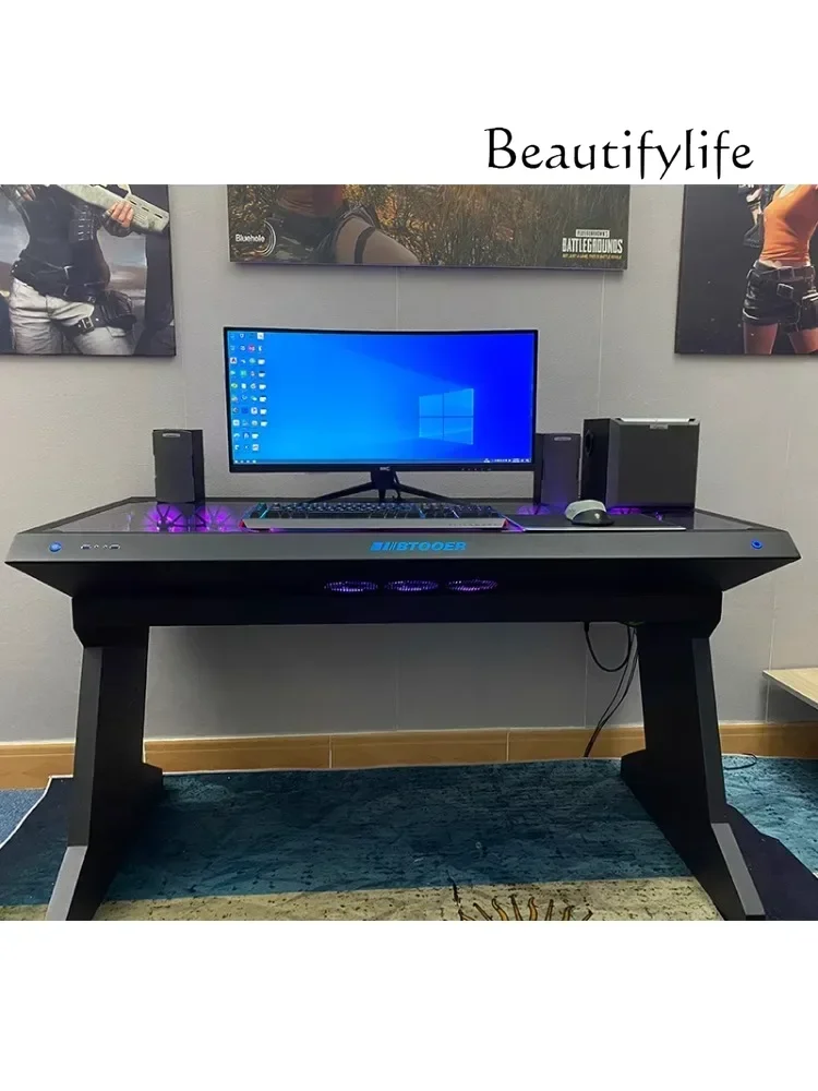 Computer Case Integrated High-End Cool Special-Shaped Game Tables Built-in Fully Transparent Large Case Computer Desk