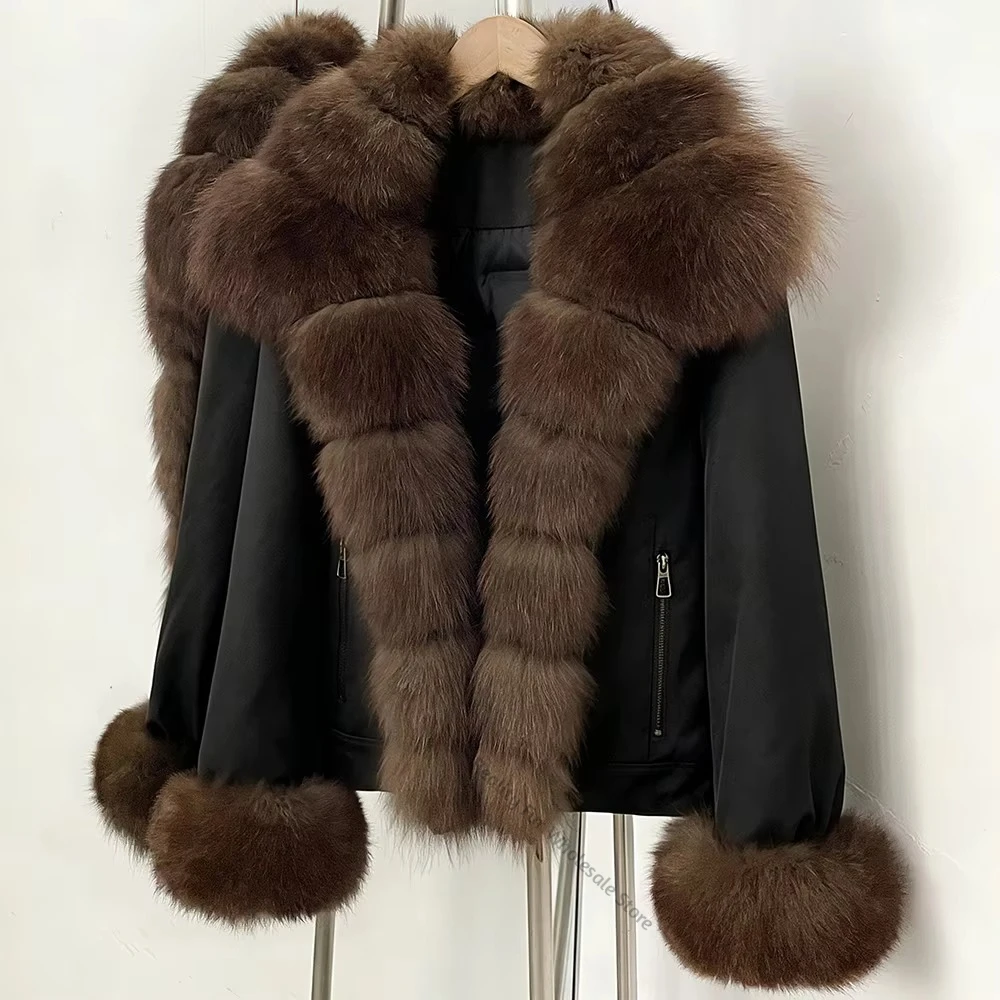 Women's Oversized Short Fur Collar Jacket Zipper Closure Elegant Coat Cold Weather Warm Outerwear for Ladies Special Occasion