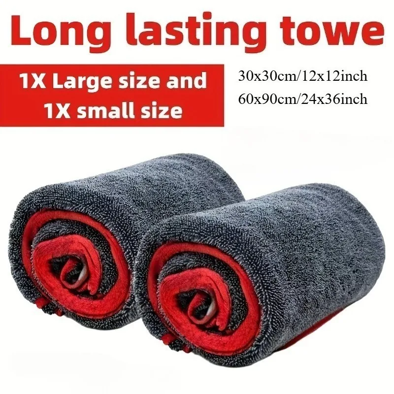 TILONDEX 2-Pack Ultrafine Fiber Car Towels Quick Dry No Water Needed Ideal for Vehicle Cleaning Twisted Ring Design Enhanced