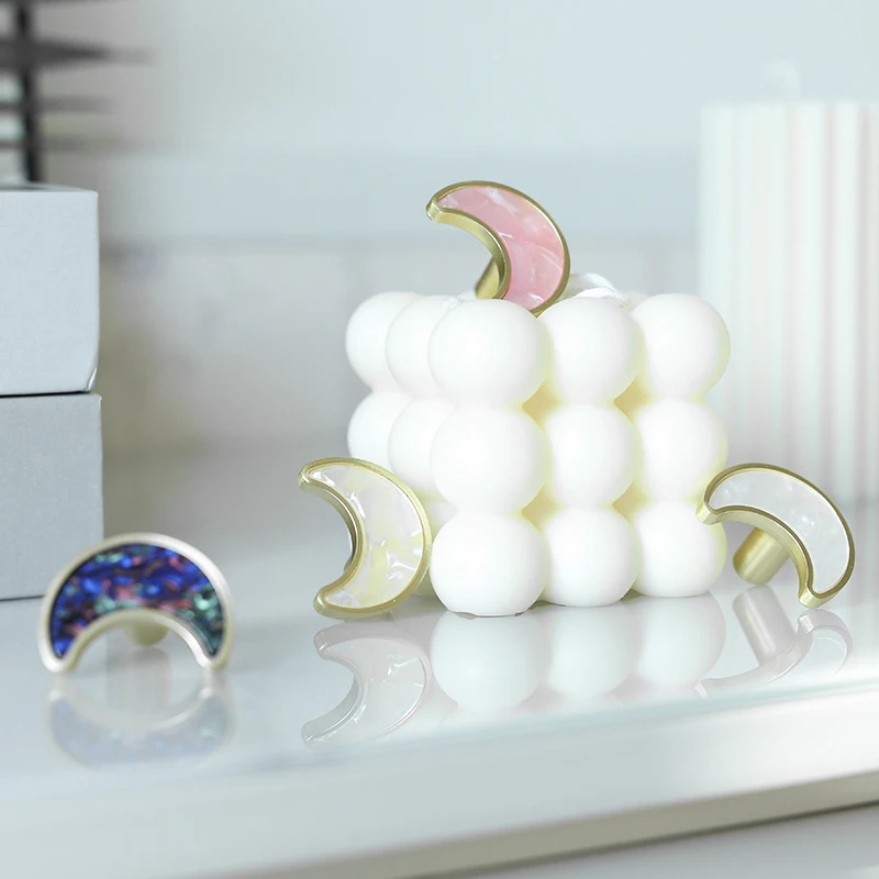 Handles Drawer Cabinet Furniture Kitchen Handles for Cabinet Knob Door Drawer Furniture Kitchen Knob Moon Shape Shape Shell