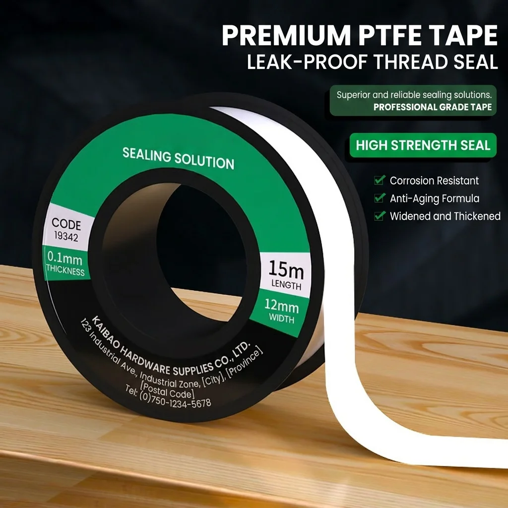 15M PTFE Adhesive Sealing Tape Ladder for Installing to Prevent Threaded Waterproof Sealant Water Pipes Dispenser Faucet Heaters