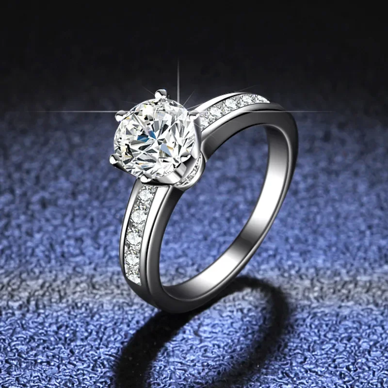 18K gold ring moissanite six claws female D color VVS1 diamond PT950 platinum ring ring fashion classic crown jewelry