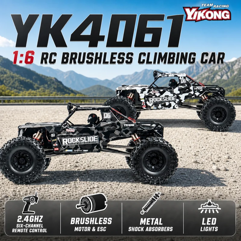 New YK4061 1:6 ROCK SLIDE Brushless Remote Control Waterproof Climbing Off-road Vehicle Ultra-Low Center Electric Model With LED
