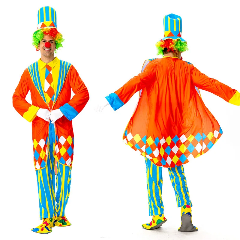 Halloween-Kostüm für Erwachsene, Clown-Anzug-Set, Performance-Outfit, chinesischer Hersteller, originelles Design, Bühnenaufführungskleidung
