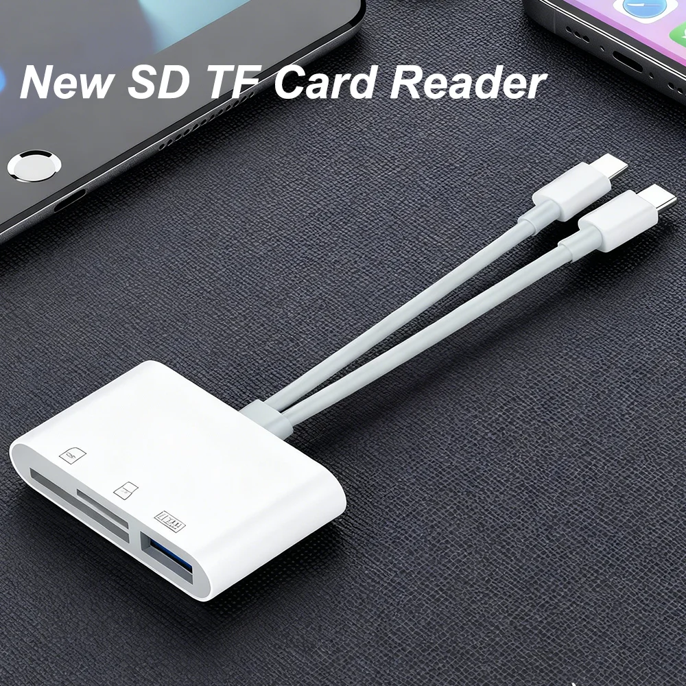 

New 5-in-1 SD TF Memory Card Reader USB 3.0 Type C Adapter for iPhone 13 14 15 16 iPad MacBook Samsung Android Cameras
