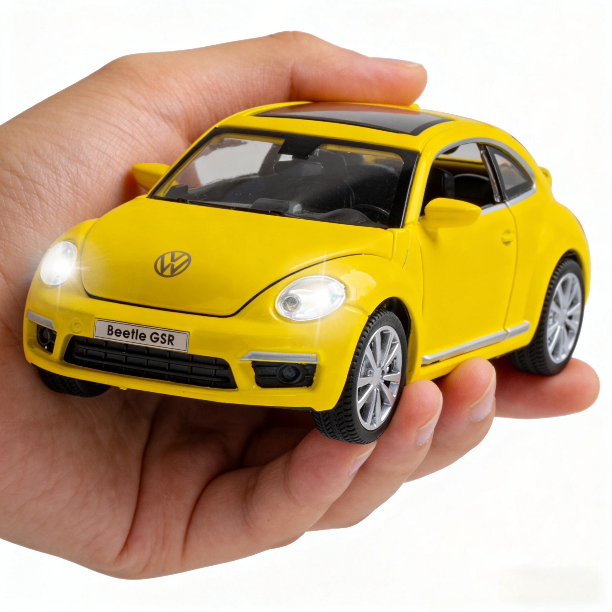 

Машинка-модель Volkswagen Beetle GSR из сплава, масштаб 1:32, со звуком и светом, инерционная, миниатюрная, для детей, подарки на праздники