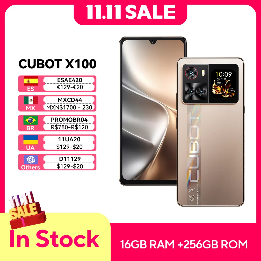6.88-Inch Android Smartphone 5G Cubot X100, Dimensity 7025, 6nm, 2.5GHz, 16GB(8+8), 256GB, 64MP Camera, 5100mAh Battery, NFC