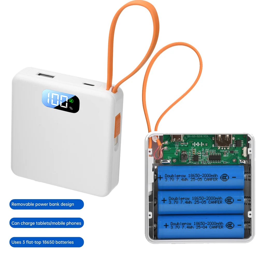 

10W /3* 18650 Battery Box DIY Power Bank Charger Case Type-C 10,000m Lithium Battery Boxes Case Battery Not Included