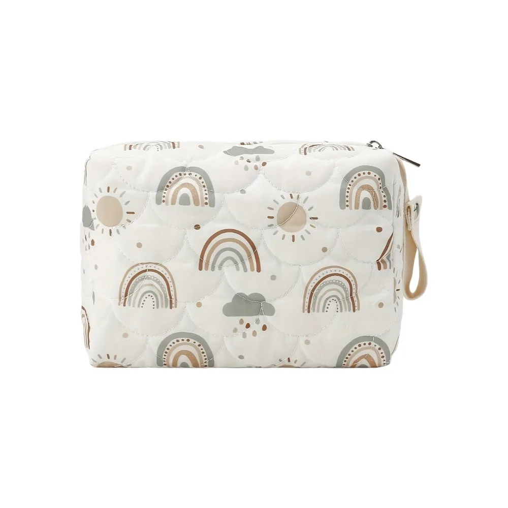 Durable Reusable Diaper Bag Rainbow Printed Zipper Nappy Bags Travel Mommy Pouch for Stroller