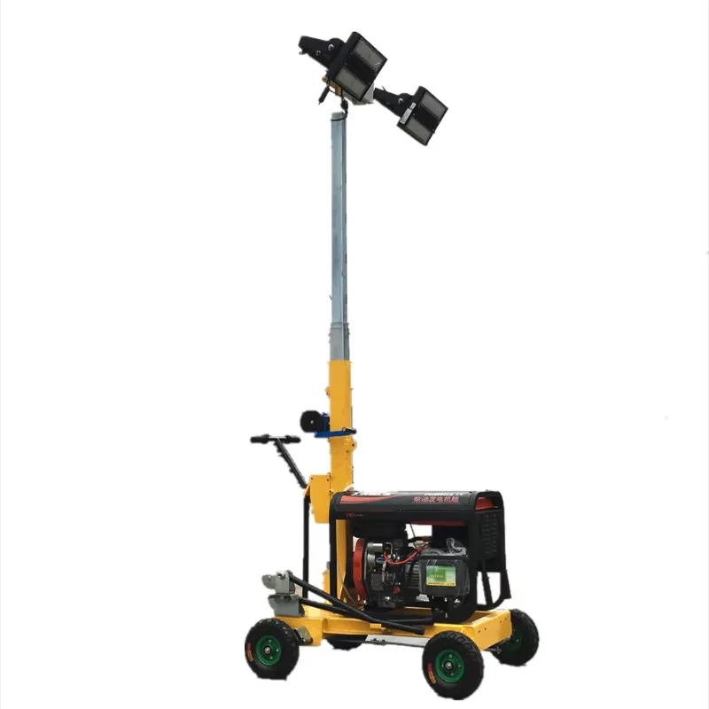 Trailer Mounted LED Lighting Tower with Generator Power for Construction Mining Outdoor Night Job Sites and Work
