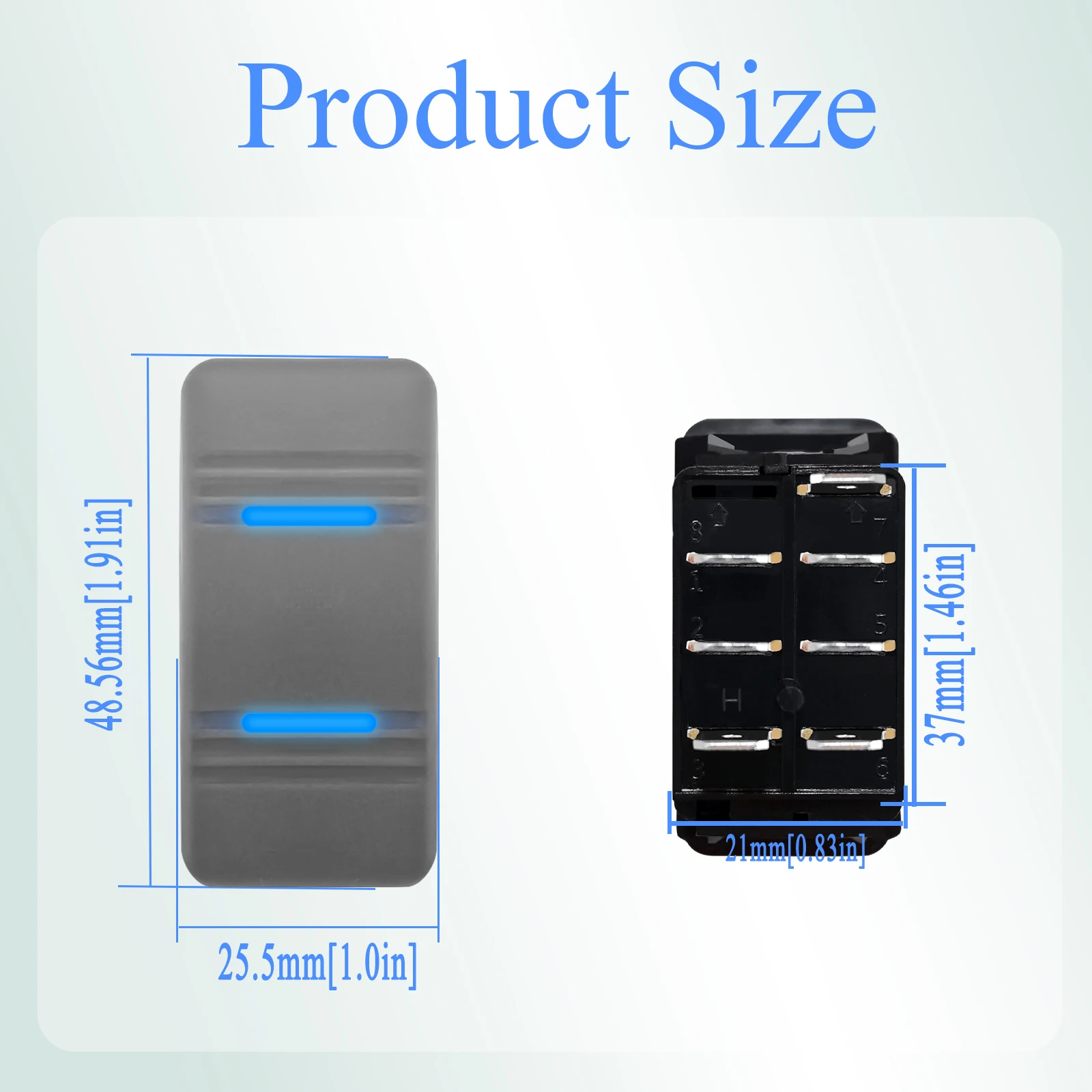 Waterproof Rocker Switch Toggle On-Off-On 12V/20A 24V/10A 7Pin DPDT Blue LED Light for Marine Boat Car Truck Trailer 4x4 Caravan