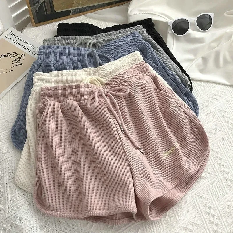 

Women Solid Shorts Cozy Casual Loose Hipsters Running Sports Strap Shorts Breathable Streetwear Hot Teens Wide Leg Bottoms