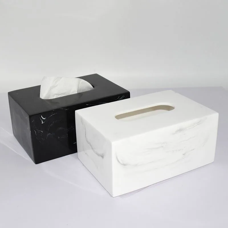 Nordic Marble Texture Resin Tissue Box Creative Decoration Home Living Room Bathroom Accessories Supplies Dining Table Paper Box