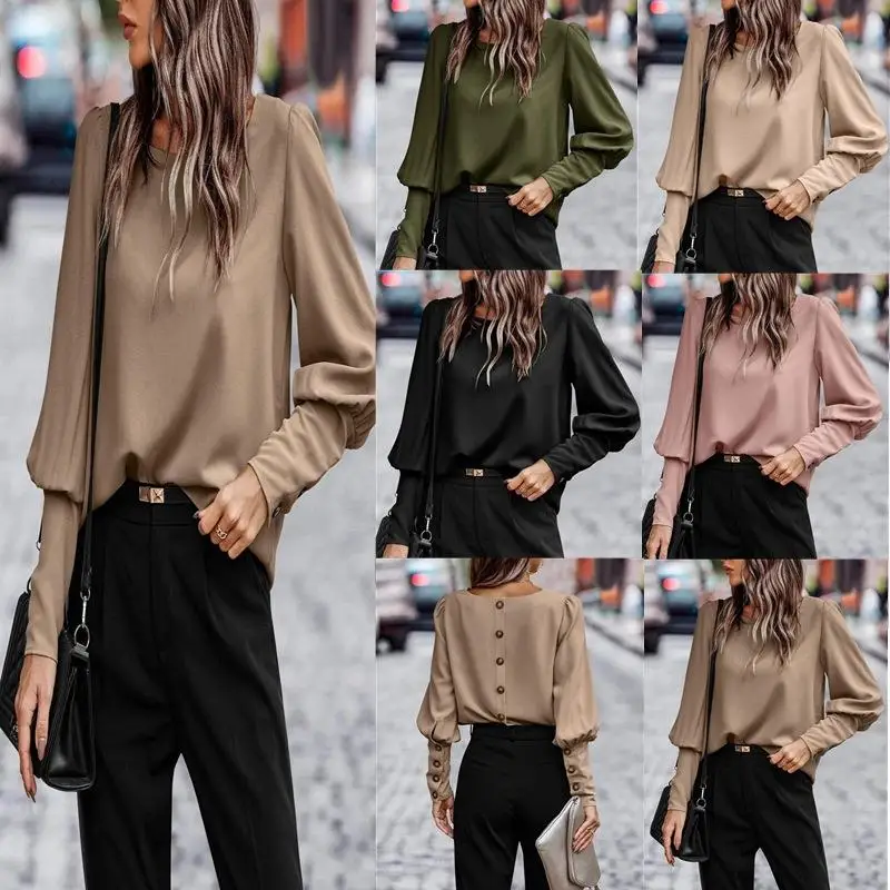 

Women's Long Sleeve Shirt Lace Snowflake Print Lantern Sleeve European Style Fashionable Casual Wearable All Seasons