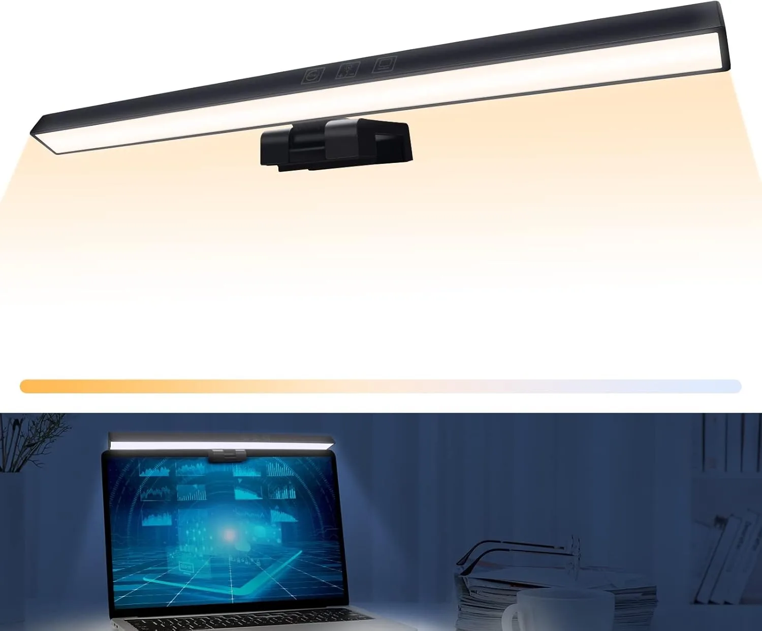 

Eye-Care Desk Lamp LED Computer PC Monitor Screen Light Bar Stepless Dimming Reading USB Powered Hanging Table Lamp
