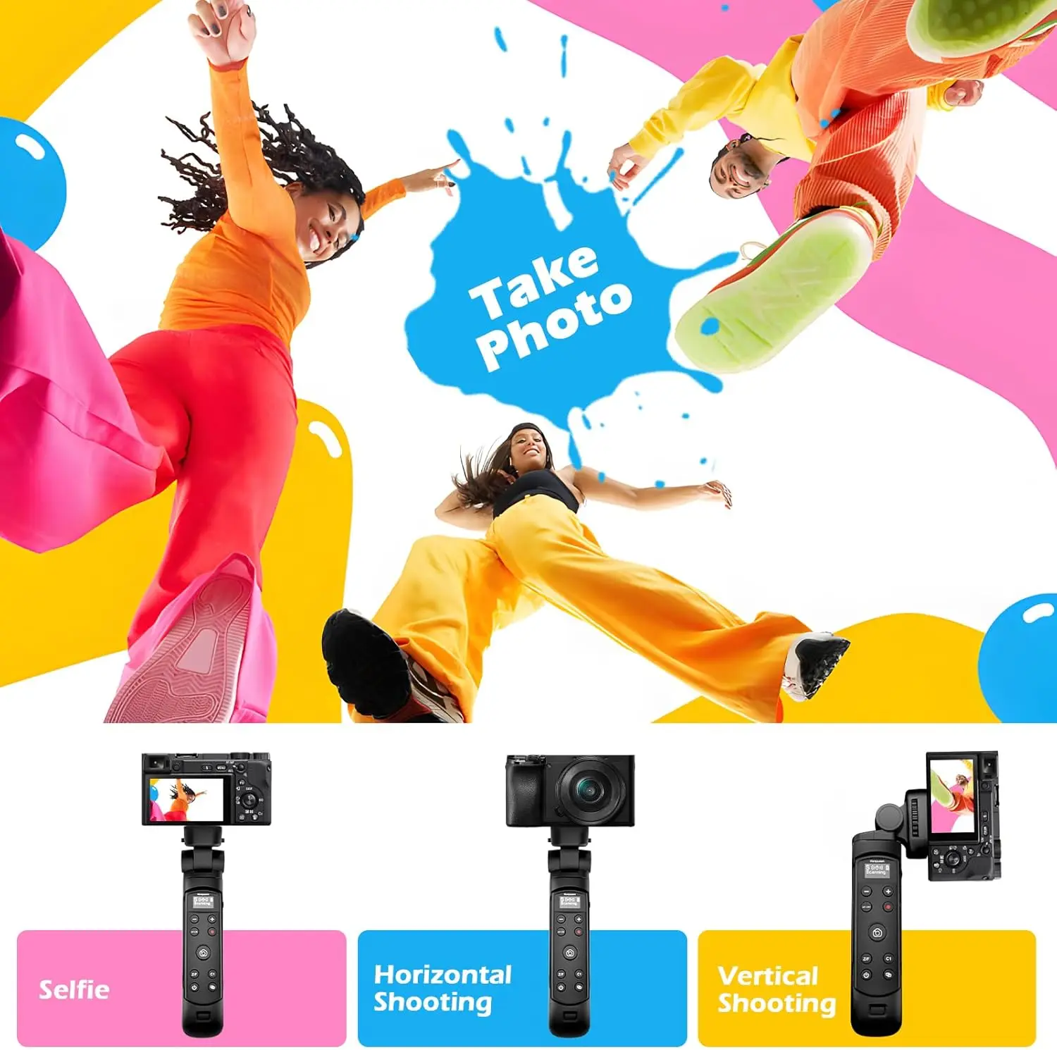 for Sony Vlogging Shooting Grip Tripod, Rechargeable Wireless Camera Remote Control with OLED Screen for ZV-1 ZV-E10 ZV-1F A6700