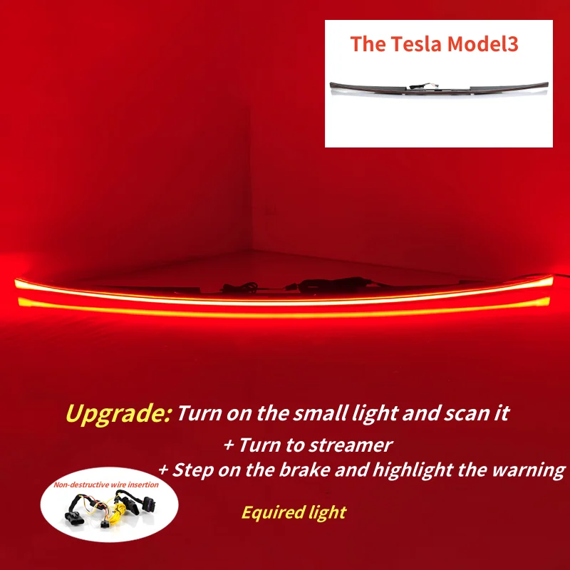 For Tesla Car Model Y 3 Through Taillight Dynamic Tail Rear Light Strip Upgrade And Modification Decoration M3 Y Upgrades y3