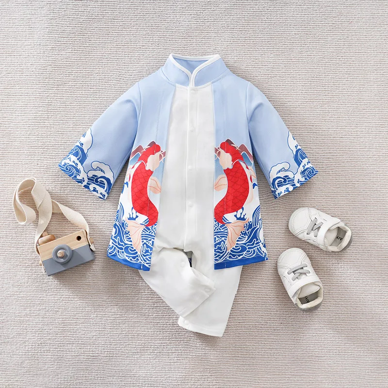 New Designer Clothing 100 cotton spring and fall long-sleeved baby onesies Black and white cows Short Sleeves Fashion
